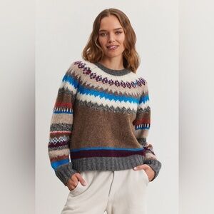 Kella Alpaca Fair Isle Sweater Blue Multi XS Velvet By Graham and Spencer